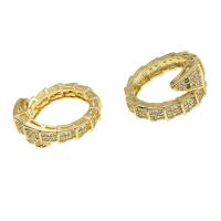 Brass Cuff Finger Ring Snake Adjustable & micro pave cubic zirconia & for woman golden Sold By PC