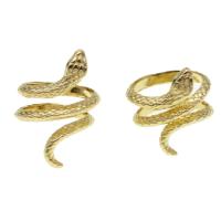 Messing Manchet Finger Ring, Verstelbare & micro pave zirconia & voor vrouw, gouden, 21x21x10mm, Verkocht door PC