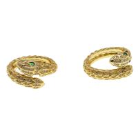 Messing Manschette Fingerring, Schlange, Einstellbar & Micro pave Zirkonia & für Frau, goldfarben, 23x23x5mm, verkauft von PC
