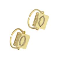 cobre Cuff Ring Finger, Ajustável & micro pavimento em zircônia cúbica & para mulher, dourado, 21x20x2mm, vendido por PC