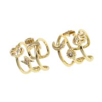 cobre Cuff Ring Finger, Ajustável & micro pavimento em zircônia cúbica & para mulher, dourado, 16x21x16mm, vendido por PC