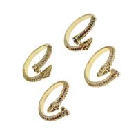 Brass Cuff Finger Ring, Adjustable & micro pave cubic zirconia & for woman, more colors for choice, 23x22x3mm, Sold By PC