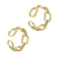 cobre Cuff Ring Finger, Ajustável & micro pavimento em zircônia cúbica & para mulher, dourado, 23x23x8mm, vendido por PC