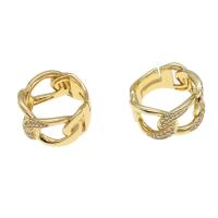 Cúbicos Circonia Micro Pave anillo de latón, metal, Ajustable & micro arcilla de zirconia cúbica & para mujer, dorado, 23x23x12mm, Vendido por UD