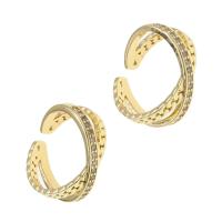 Messing Manchet Finger Ring, Verstelbare & micro pave zirconia & voor vrouw, gouden, 21x21x9mm, Verkocht door PC