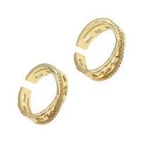 Messing Manchet Finger Ring, Verstelbare & micro pave zirconia & voor vrouw, gouden, 21x21x6mm, Verkocht door PC