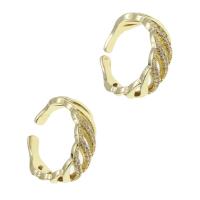 Messing Manchet Finger Ring, Verstelbare & micro pave zirconia & voor vrouw, gouden, 20x20x6mm, Verkocht door PC