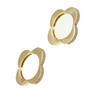 cobre Cuff Ring Finger, Flor, Ajustável & micro pavimento em zircônia cúbica & para mulher, dourado, 24x24x3mm, vendido por PC