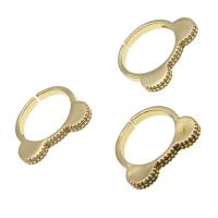 Brass Cuff Finger Ring, Adjustable & micro pave cubic zirconia & for woman, golden, 22x24x3mm, Sold By PC