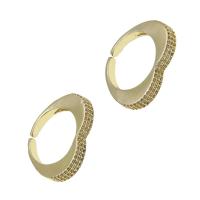Brass Cuff Finger Ring, Heart, Adjustable & micro pave cubic zirconia & for woman, golden, 20x24x4mm, Sold By PC