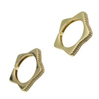 cobre Cuff Ring Finger, Estrela, Ajustável & micro pavimento em zircônia cúbica & para mulher, dourado, 25x25x4mm, vendido por PC