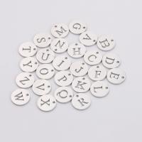 Stainless Steel Letter Pendants Round polished with letter pattern 12mm Sold By Set