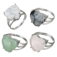 Латунь Открыть палец кольцо, с Полудрагоценный камень, ювелирные изделия моды, Много цветов для выбора, 14mm, размер:9, продается PC