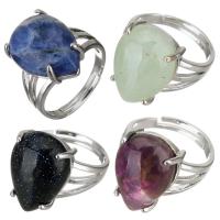Brass Open Finger Ring, with Gemstone, fashion jewelry, more colors for choice, 15mm, US Ring Size:8, Sold By PC