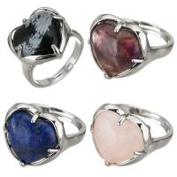 Латунь Открыть палец кольцо, с Полудрагоценный камень, ювелирные изделия моды, Много цветов для выбора, 17mm, размер:8, продается PC