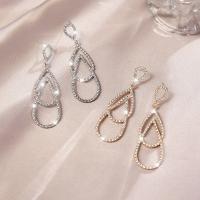 Boucles d'oreilles en alliage de zinc, Placage, bijoux de mode & pour femme & avec strass, plus de couleurs à choisir, 65x20mm, Vendu par paire