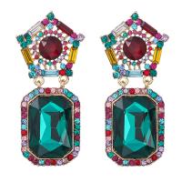 Rhinestone náušnice, Zinek, s Sklo, módní šperky & pro ženy & s drahokamu, multi-barevný, Prodáno By Pair