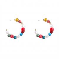 Øreringe smykker, Zinc Alloy, med ABS plastik perle & Resin, mode smykker & for kvinde, flerfarvede, Solgt af par