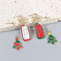 Christmas Earrings, Tibetan Style, with Acrylic, fashion jewelry & for woman & enamel, more colors for choice, Sold By Pair