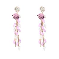 Fashion Fringe Earrings, Tibetan Style, with Cloth & Resin, fashion jewelry & for woman & with rhinestone, purple, Sold By Pair