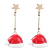 Christmas Earrings Zinc Alloy plated fashion jewelry & for woman & enamel Sold By Pair