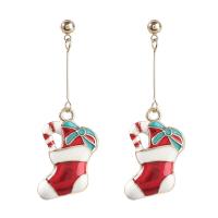 Christmas Earrings, Tibetan Style, fashion jewelry & for woman & enamel, Sold By Pair