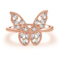 Rhinestone Finger Ring Brass with Rhinestone Butterfly plated for woman nickel lead & cadmium free Sold By PC