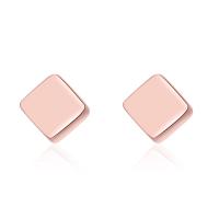 Brass Stud Earring, Square, rose gold color plated, for woman, rose gold color, nickel, lead & cadmium free, 4x4mm, Sold By Pair