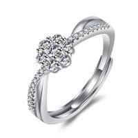 Brass Open Finger Ring with Moissanite silver color plated for woman silver color nickel lead & cadmium free Sold By PC