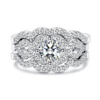 Vještački dijamant Ring Finger, Mesing, s Vještački dijamant, srebrne boje pozlaćen, tri komada & za žene, srebro, nikal, olovo i kadmij besplatno, 6x6mm, Prodano By Set