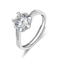 Cubic Zircon Brass Finger Ring with Moissanite silver color plated for woman & with cubic zirconia silver color nickel lead & cadmium free Sold By PC