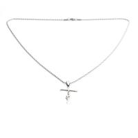 Titanium Steel Necklace, Cross, handmade, Unisex & Singapore chain, silver color, Length:60 cm, Sold By PC