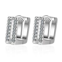 Brass Huggie Hoop Earring, micro pave cubic zirconia & for woman, more colors for choice, Sold By Pair