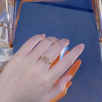 cobre Cuff Ring Finger, banhado, micro pavimento em zircônia cúbica & para mulher, cores misturadas, vendido por PC