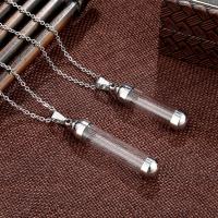 Titanium Steel Perfume Bottle Necklace, with Glass, can open and put into something & fashion jewelry & Unisex & different size for choice, Length:19.68 Inch, Sold By PC