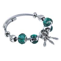 Lampwork European Cuff Bangle, with Tibetan Style, plated, Adjustable & for woman, green, Sold By PC