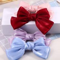 Hair Barrettes, Cloth, with Tibetan Style, Bowknot, for woman, more colors for choice, 200x150mm, Sold By PC