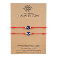 Couple Bracelet and Bangle Resin with Wax Cord Evil Eye 2 pieces & Adjustable Length Approx 19-30 cm Sold By Set