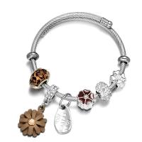 Stainless Steel European Cuff Bangle, with Lampwork, plated, Adjustable & for woman & enamel & with rhinestone, more colors for choice, Sold By PC