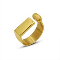 Partículas de aço Cuff Ring Finger, cromado de cor dourada, para mulher, tamanho:7, vendido por PC