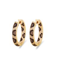 Brass Hoop Earring, micro pave cubic zirconia & for woman, nickel, lead & cadmium free, 29.50mm, Sold By Pair
