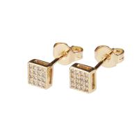 Cubic Zirconia Micro Pave Brass Earring,  Square, gold color plated, micro pave cubic zirconia & for woman, more colors for choice, nickel, lead & cadmium free, 4.60x4.60mm, Sold By Pair