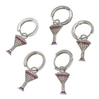 Huggie Hoop Drop Earring Brass Cup micro pave cubic zirconia & for woman mixed colors Sold By Pair