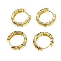 Brass Hoop Earring, Round, micro pave cubic zirconia & for woman, more colors for choice, 23x22x6mm, Sold By Pair
