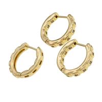 Brass Hoop Earring Round micro pave cubic zirconia & for woman golden Sold By Pair