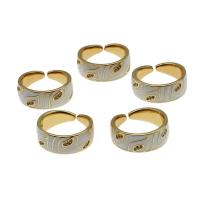 Messing Manchet Finger Ring, Verstelbare & micro pave zirconia & voor vrouw & glazuur, gemengde kleuren, 20x20x10mm, Verkocht door PC