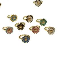 Латунь Манжеты палец кольцо, Chrysamthemum, Регулируемый & Женский & эмаль, Много цветов для выбора, 15x15x12mm, продается PC