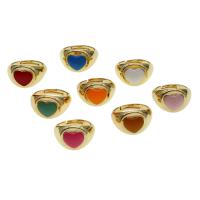 Mässing Finger Ring, Hjärta, Justerbar & för kvinna & emalj, fler färger för val, 24x22x14mm, Säljs av PC