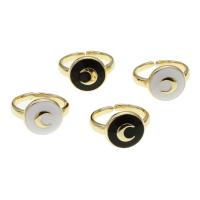 cobre Cuff Ring Finger, Roda, Ajustável & para mulher & esmalte, Mais cores pare escolha, 14x14x4mm, vendido por PC