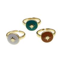 Brass Cuff Finger Ring Round Adjustable & with star pattern & for woman & enamel Sold By PC